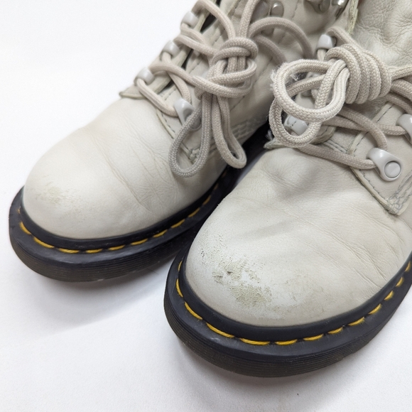 Dr Martens White Leather Ankle Boots - Picture 4 of 10